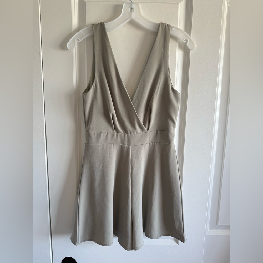 Altar'd State Sleeveless V-Neck Romper in Light Sage